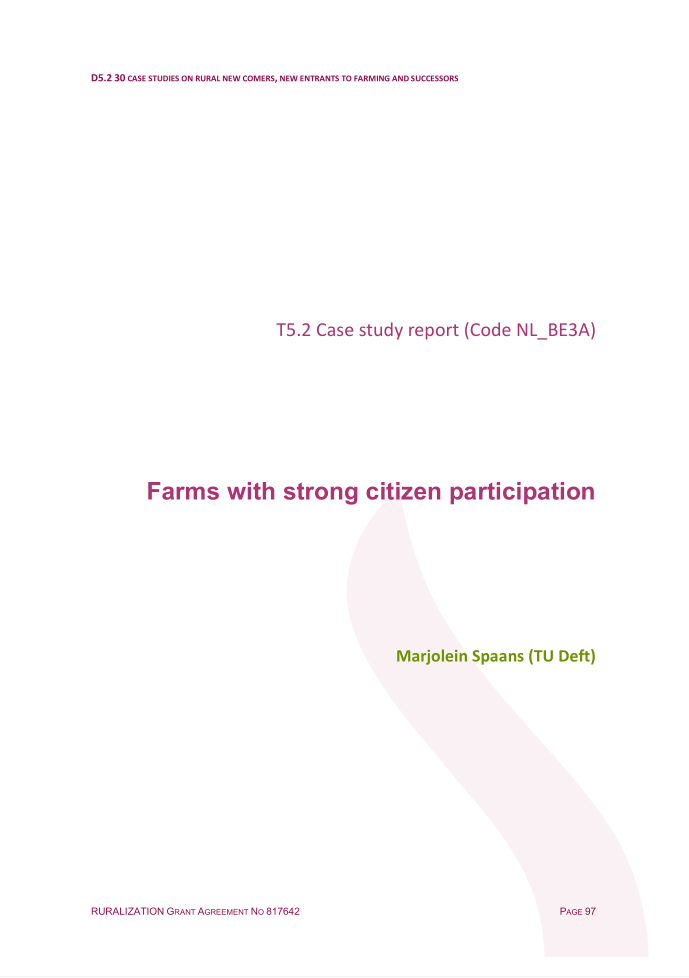 Case study report ‘Farms with strong citizen participation in the Netherlands and Flanders