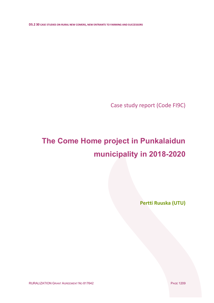 The come home project in Punkalaidun (FI9C)